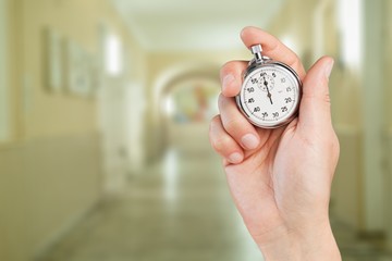 Close-up Stopwatch in Human Hand, Timer