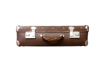 Retro suitcase isolated on the white background.