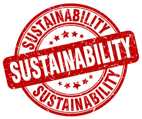 sustainability red grunge stamp