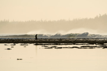 Fishermen walking on reefs - Mauritius Island