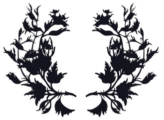 Garden floral frame Isolated object Silhouette