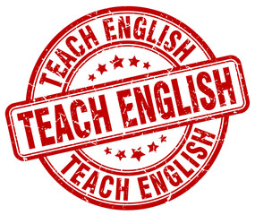 teach english red grunge stamp