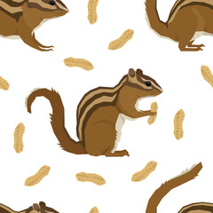 Forest Wildlife Vector animals Geometric style Chipmunks and peanuts Seamless pattern