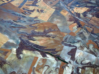 aerial of countryside and fields around madrid