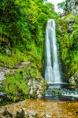 Fototapeta na wymiar Glenevin Waterfall in Clonmany, County Donegal, Ireland