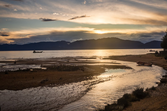 Sunset at Puerto Cisnes in Carretera Austral Chile