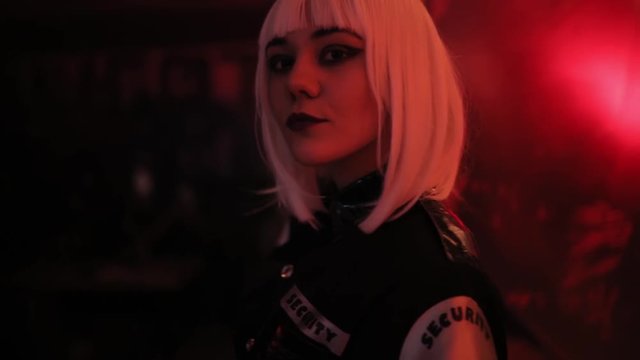 Sexy security woman in a nightclub
