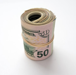 Rubber-banded Roll of $50 Bills