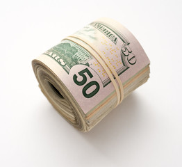 Large Cash Roll of $50 Bills - Banknotes