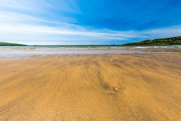 Fintra beach is a beautiful sandy beach just a couple of kilometers outside the fishing port of Killybegs, Co Donegal, Ireland