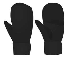 Black winter gloves. vector illustration