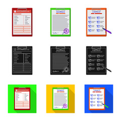 Vector design of form and document icon. Set of form and mark stock vector illustration.