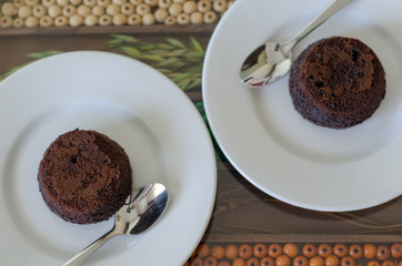 Hot Chocolate Cake Souffle on  Decorative Surface.