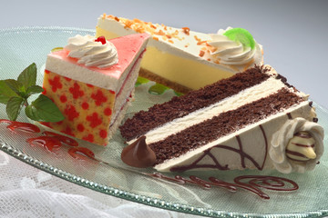 Dessert with three different Cakes