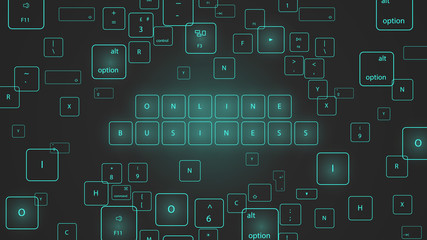 Illustration of virtual neon keyboard buttons. 