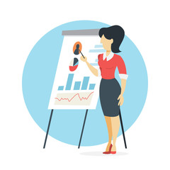 Businesswoman make presentation with graph and chart