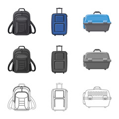 Isolated object of suitcase and baggage icon. Collection of suitcase and journey stock symbol for web.