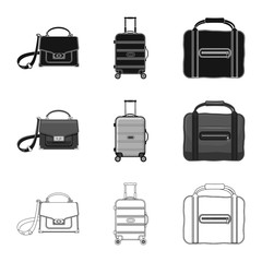 Isolated object of suitcase and baggage logo. Collection of suitcase and journey stock symbol for web.