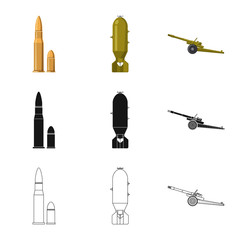 Vector illustration of weapon and gun logo. Set of weapon and army stock symbol for web.