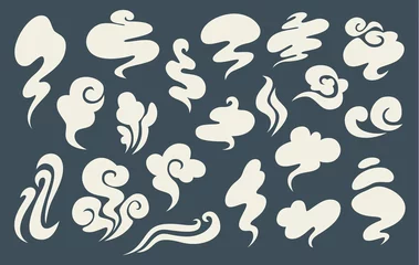 Fotobehang White smoke of different shapes set. Cloud of fog © inspiring.team