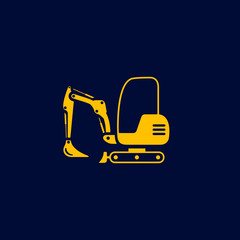 Excavator mini icon. Digger Illustration vector dig vehicle. Mini excavator logo - obrazy, fototapety, plakaty