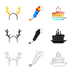 Vector design of party and birthday symbol. Set of party and celebration stock symbol for web.