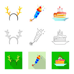 Vector design of party and birthday symbol. Set of party and celebration vector icon for stock.