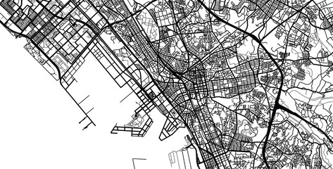 Urban vector city map of Chiba, Japan