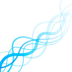 Abstract blue wave transparent diagonal lines on a white background