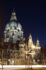 Obraz premium Hannover Nacht Neue Rathaus