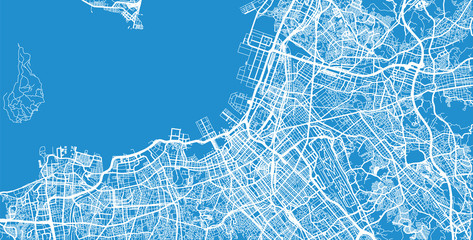 Urban vector city map of Fukuoka, Japan