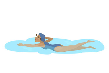Young girl swim in the school pool