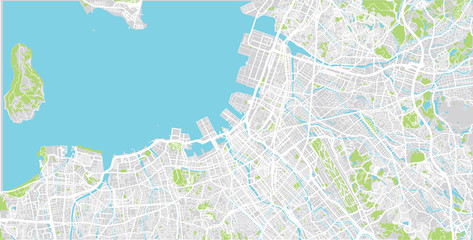 Urban vector city map of Fukuoka, Japan