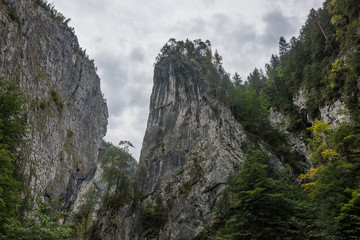 Landscape of mountain peak in Bicaz Canyon, Romania