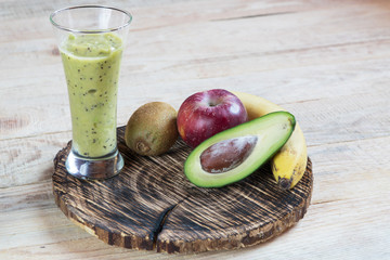 cocktail fruit. Kiwi Apple avocado banana diet.
