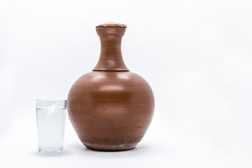 Water clay pot isolated.