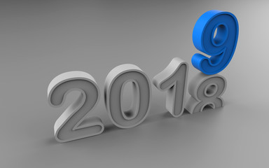 3D render - grey 2018 changing to 2019