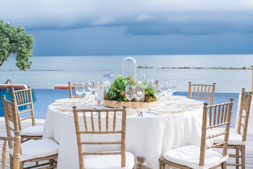 Exterior Ocean Front Table set for Dinner