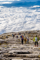 tourists hiking on Mount Kinabalu