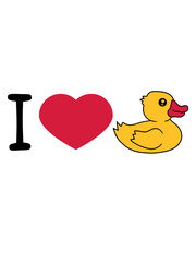 liebe i love herz quietscheente gummiente badeente ente gans vogel baby kind klein süß niedlich comic cartoon clipart design