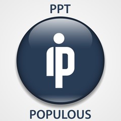 Populous Coin cryptocurrency blockchain icon. Virtual electronic, internet money or cryptocoin symbol, logo