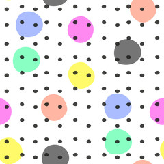 Creative seamless pattern with hand drawn textures. Abstract background. Polka dot pattern.