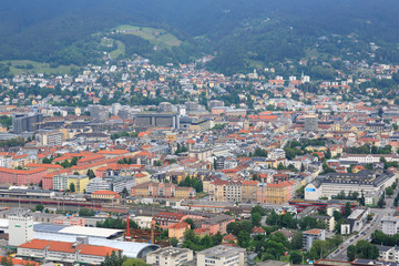 Naklejka na ściany i meble Innsbruck aerial view
