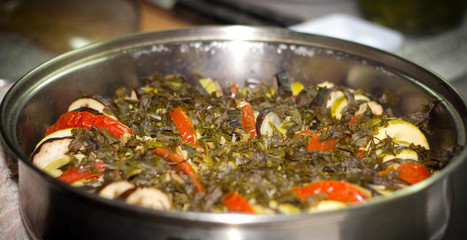Stewed vegetables with greens