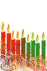 Happy Kwanzaa, holiday, Sukkot, season celebration with candles and gourds background