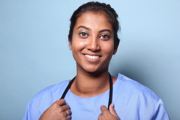 Mixed race healthcare woman