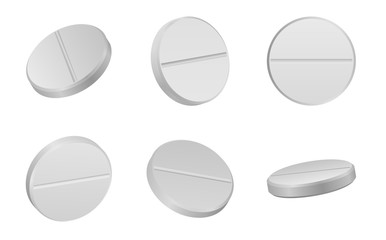 Realistic medical pills isolated on white background. Vector