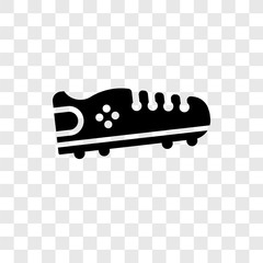 American football black shoe vector icon isolated on transparent background, American football black shoe transparency logo design