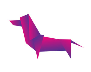 Dog dachshund animal geometric vector origami on white background