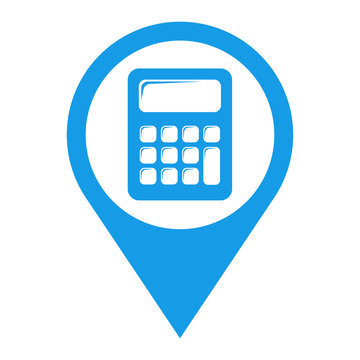 Icono plano localizacion calculadora azul